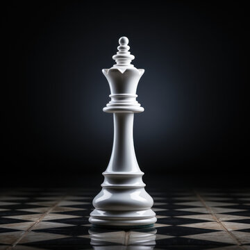 a white chess piece on a black square 
