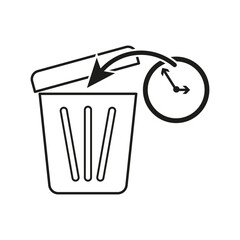 Time to dispose of the spoiled product icon. Trash can and clock, container bin for trash icon. Expiration date has expired symbol. Vector illustration. EPS 10.