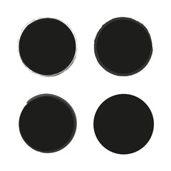 Set of round button. Hand drawn grunge black circle. Hand painted ink blob. Vector illustration. EPS 10.