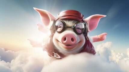 When Pigs might fly -  pig wearing aviation goggles. 