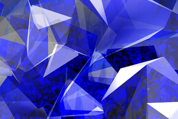 クリスタルをイメージしたブルーの抽象的背景、Adobe Dimensionで制作した3d画像
