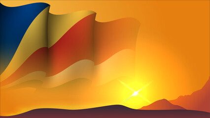 seychelles waving flag background design on sunset view vector illustration