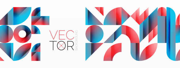 Fototapeta premium Assorted geometric shapes unite in a minimalistic abstract backdrop, offering a versatile canvas for contemporary design for digital designs, presentations, website banners, social media posts