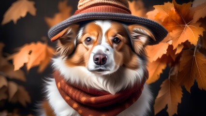 portrait of a dog in a hat