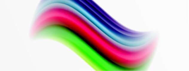 Rainbow color silk blurred wavy line background on white, luxuriously vibrant visually captivating backdrop. Stunning blend of colors reminiscent of rainbow, silky and gracefully blurred wavy pattern