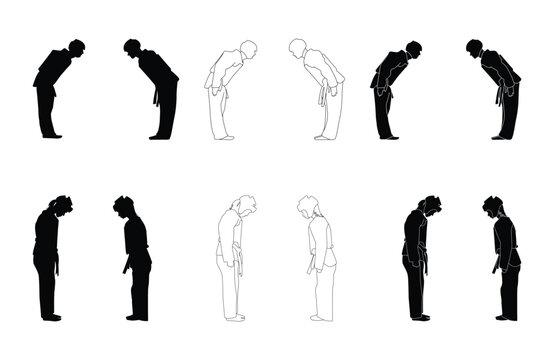 Set Respect and honor each other before and after competing in sports. set taekwondo silhouette vector. Boxing and competition silhouettes vector image,