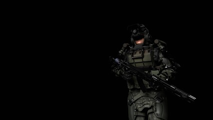special operations squad soldier, isolated background, 3d render