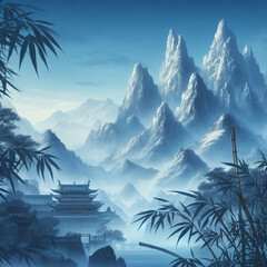 landscape in winter oriental martial arts