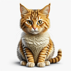 A cute cat isolated on white background, created with Generative AI technology