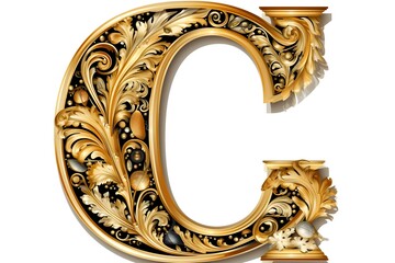 alphabet letter with gold ornated art - obrazy, fototapety, plakaty