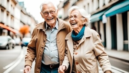 Fototapeta premium couple walking in the city