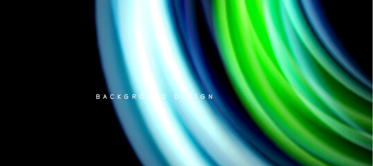 Rainbow color wave lines on black. Techno or business abstract background for posters, covers, banners, brochures, websites