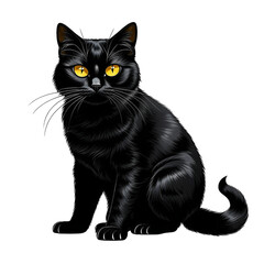 Black cat isolated on white background, created with Generative AI technology