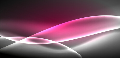 Neon-lit waves surge across background, mesmerizing dance of luminescence and motion. Dynamic backdrop captures essence of energy and modern aesthetics