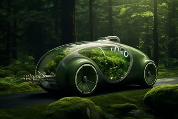 Eco-friendly fuel powering electric vehicle. Generative AI