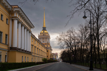 View of the Admiralty building on a spring morning, St. Petersburg, Russia