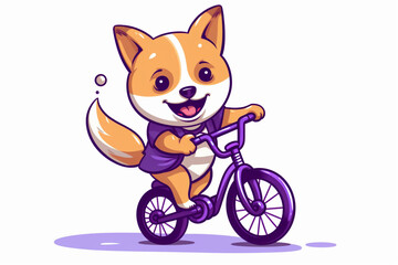 cute cartoon character of a dog riding a bicycle