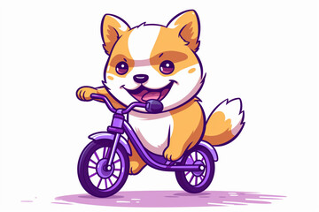 cute cartoon character of a dog riding a bicycle