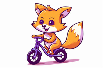 cute cartoon character of a fox riding a bicycle