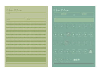 set of 30 and 100 Days Challenge planner. 