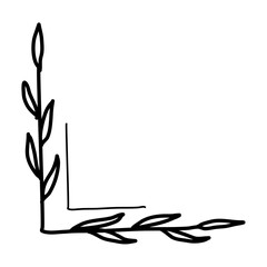 Fototapeta na wymiar Leaf corner border doodle