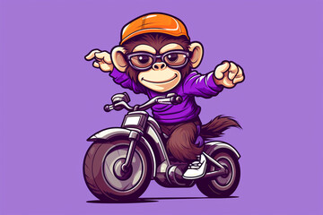 cute cartoon character of a monkey riding a bicycle