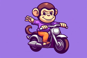 cute cartoon character of a monkey riding a bicycle