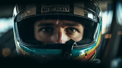 Poster Road to Triumph: Formula 1 Driver Poised for Race, generative ai © Adolfo Perez Design