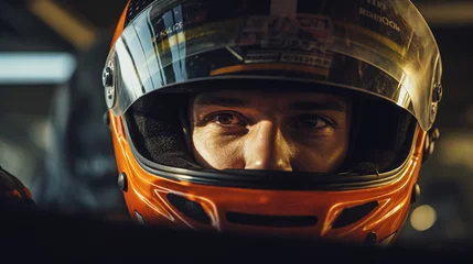 Foto auf Leinwand Defender of Speed: Formula 1 Driver in Position, generative ai © Adolfo Perez Design