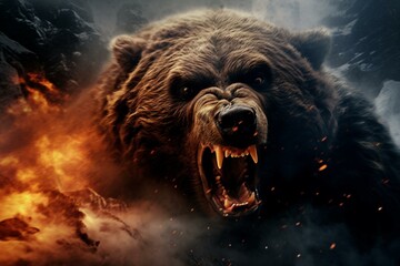 Terrifying view: the formidable bears' fury unknown. Generative AI
