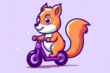 cute cartoon character of a squirrel riding a bicycle
