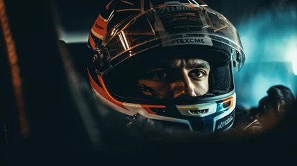 Deurstickers Edge of Excellence: Formula 1 Driver in Command, generative ai © Adolfo Perez Design
