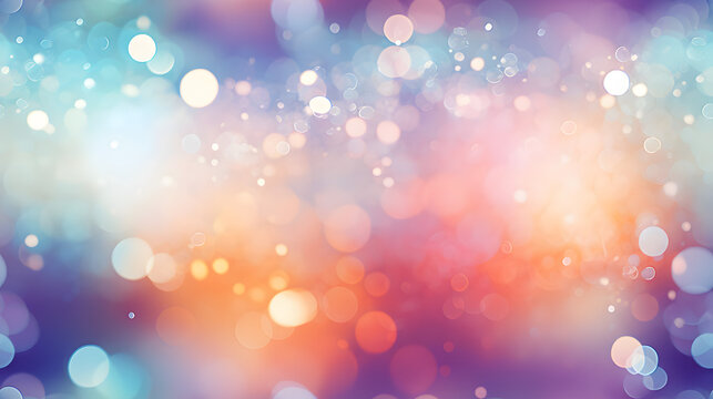 Bokeh background, blue and purple based, glittering and shiny lights out of focus.