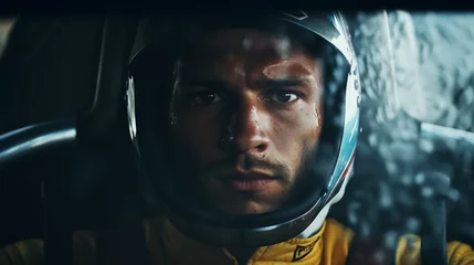 Poster Race-Ready Warrior: Formula 1 Driver in the Cockpit, generative ai © Adolfo Perez Design