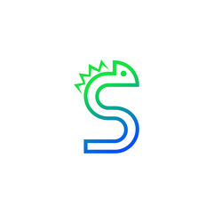 The pictogram is the letter S and Chameleon. Elegant and outline.