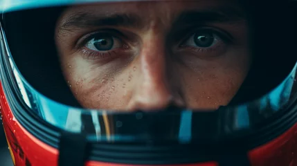 Foto op Plexiglas On the Fast Track: Close-up of Formula 1 Driver's Vision, Generative AI © Adolfo Perez Design