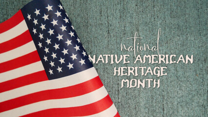 National Native American Heritage Month with America flag.
