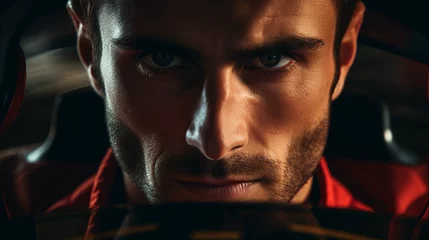 Poster Velocity Vision: Formula 1 Driver's intense Stare, generative ai © Adolfo Perez Design