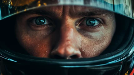 Foto op Plexiglas Velocity Vision: Formula 1 Driver's Focused Stare, generative ai © Adolfo Perez Design