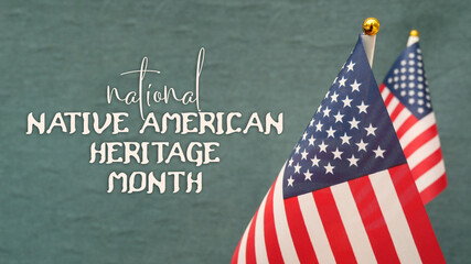 National Native American Heritage Month with America flag.