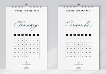 Handwritten Font Wall Calendar 2024 Layout