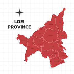 Loei Province map illustration. Map of the province in Thailand