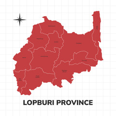 Lopburi Province map illustration. Map of the province in Thailand