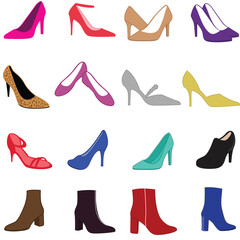 Set of female shoes vector. Woman shoes illustration