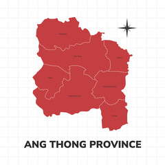 Ang Thong Province map illustration. Map of the province in Thailand