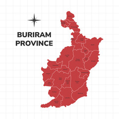 Buriram Province map illustration. Map of the province in Thailand