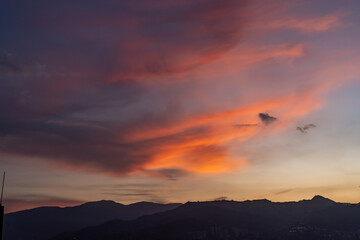 sunset in the city of medellin, colombia