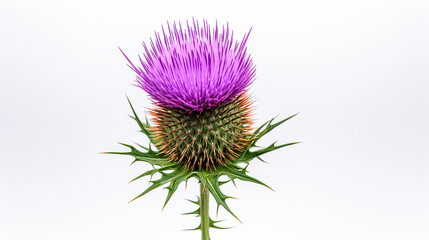 Photo of Thistle flower isolated on white background