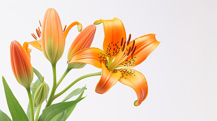 Photo of Tiger Lily flower isolated on white background