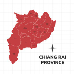 Chiang Rai Province map illustration. Map of the province in Thailand